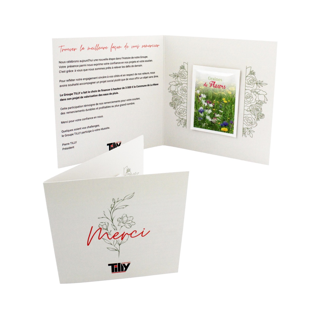 Carte 2 volets sachet de graines personnalisée — Idées Nature Suméa